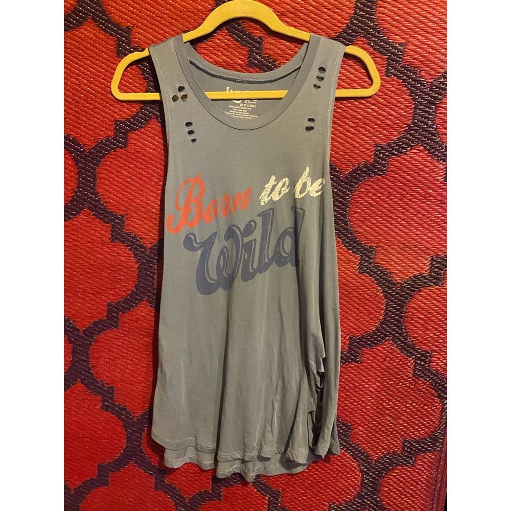 Blueish/Gray “born to be wild” tank size L